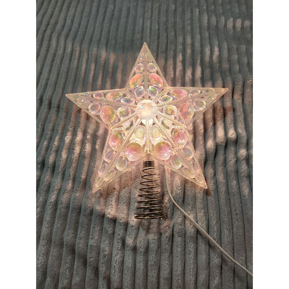 Vintage plastic light up star Christmas tree topper b34
